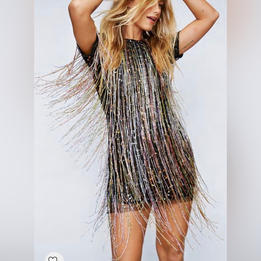 Nasty Gal Tassel Beaded Mini Shift Dress